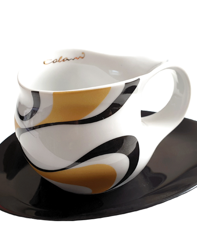 Colani Porzellanserie Colani Espressotasse groß  inkl. Unterteller | gold-schwarz