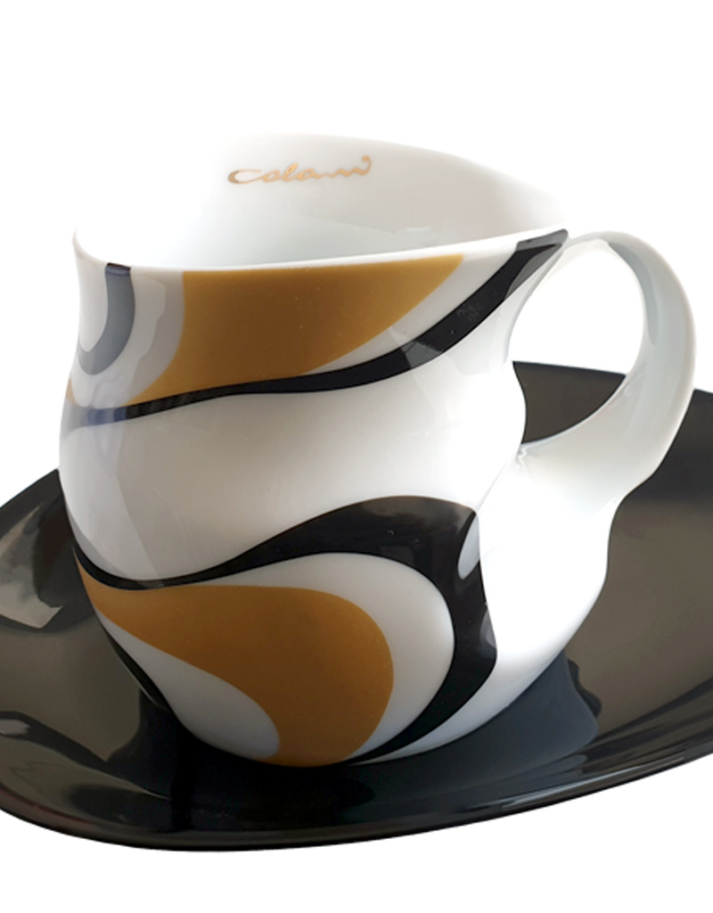 Colani Porzellan online kaufen Colani Tasse mit Unterteller | Gold-Schwarz