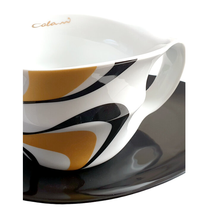 Colani Porzellan online kaufen  Colani Jumbotasse | Tasse inkl. Unterteller | gold-schwarz
