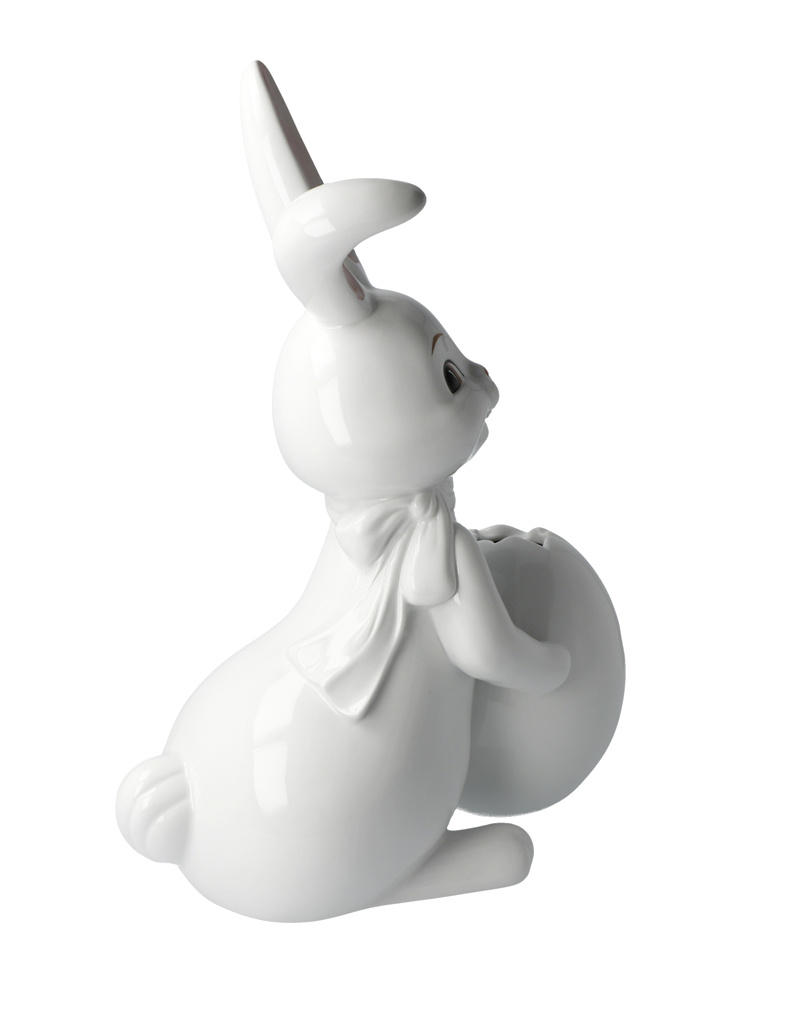 Goebel Osterhase mit Ei - Vase | Hase Snow white weiß - KONTRASTE