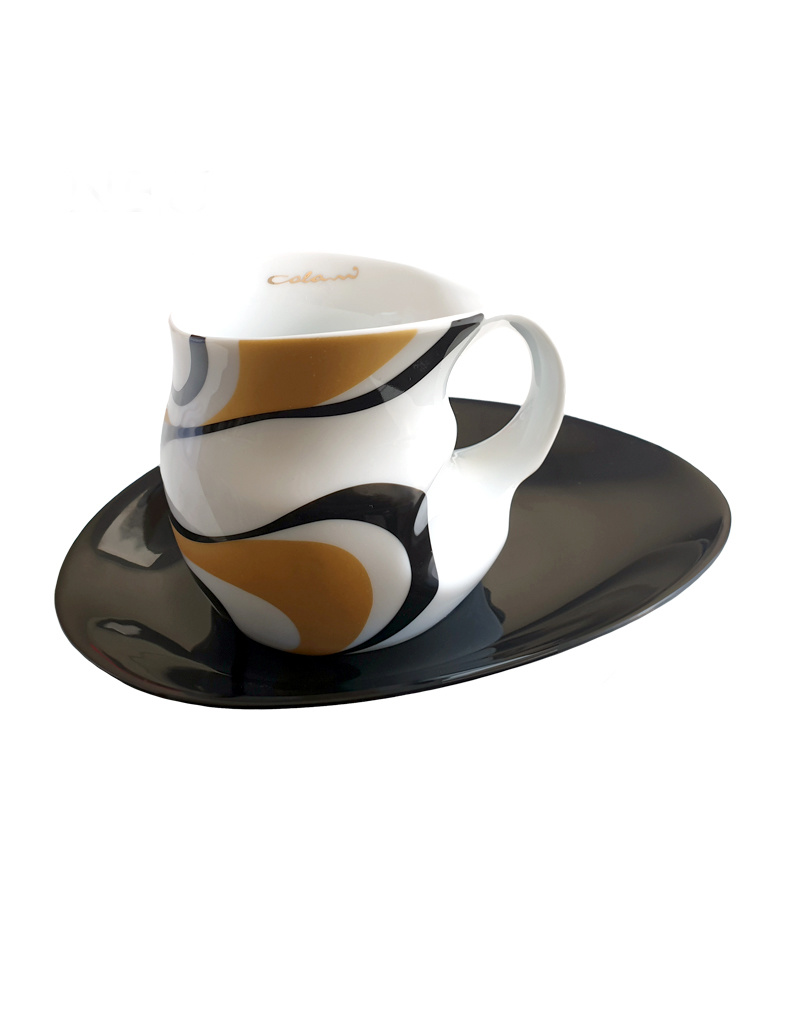Colani Porzellan online kaufen Colani Tasse mit Unterteller | Gold-Schwarz