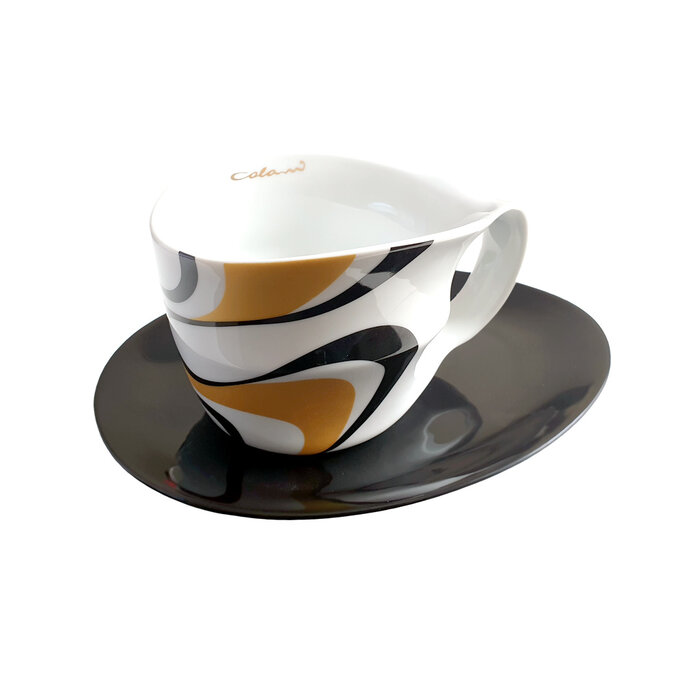 Colani Porzellan online kaufen  Colani Jumbotasse | Tasse inkl. Unterteller | gold-schwarz