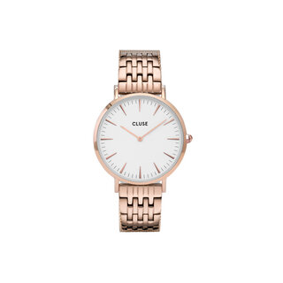 Cluse Minimalistische Eleganz Cluse Uhr La Bohème Multi-Link roségold-weiß