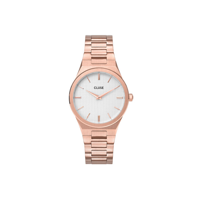 Cluse Minimalistische Eleganz CLUSE Vigoureux H-Link CW0101210001 – Damenuhr Roségold-Weiß