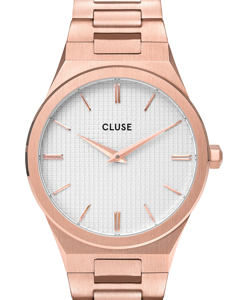 Cluse Minimalistische Eleganz CLUSE Vigoureux H-Link CW0101210001 – Damenuhr Roségold-Weiß