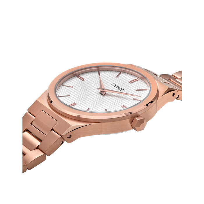 Cluse Minimalistische Eleganz CLUSE Vigoureux H-Link CW0101210001 – Damenuhr Roségold-Weiß