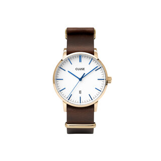 Cluse Minimalistische Eleganz Cluse Uhr Aravis dunkelbraun-weiß