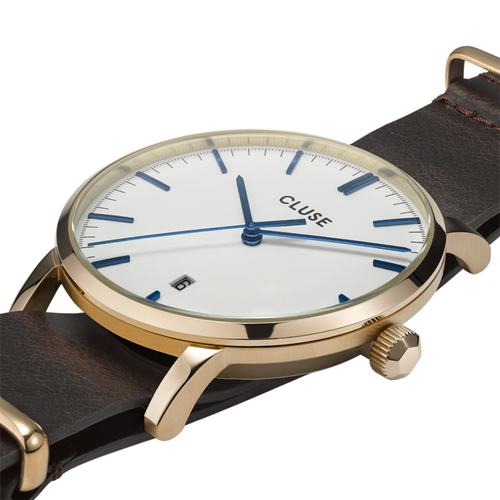 Cluse günstig kaufen Cluse Uhr Aravis dunkelbraun-weiß I Leder I NATO-Armband
