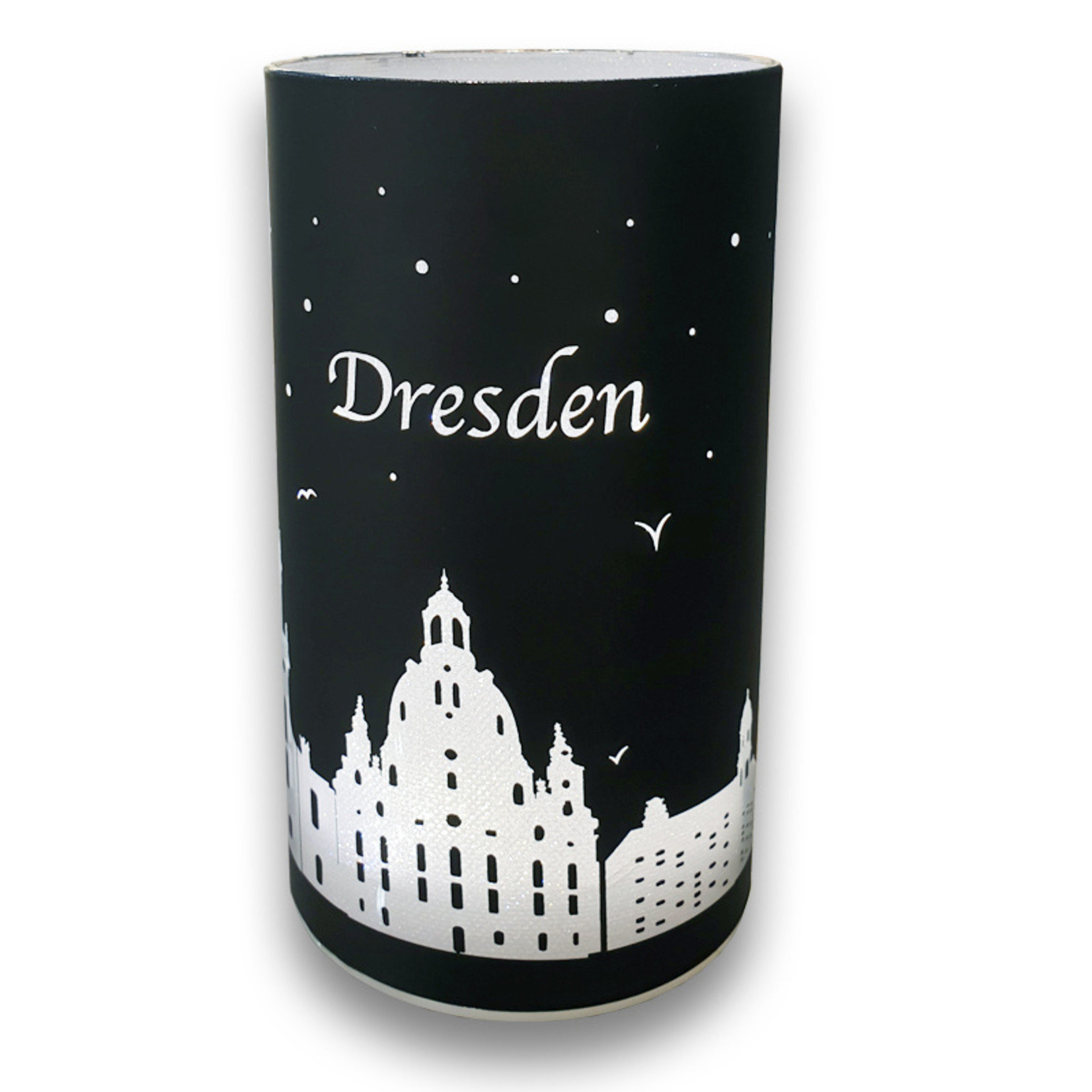 LED Windlicht „Dresden“ | schwarz-silber | LED 6h- Timer