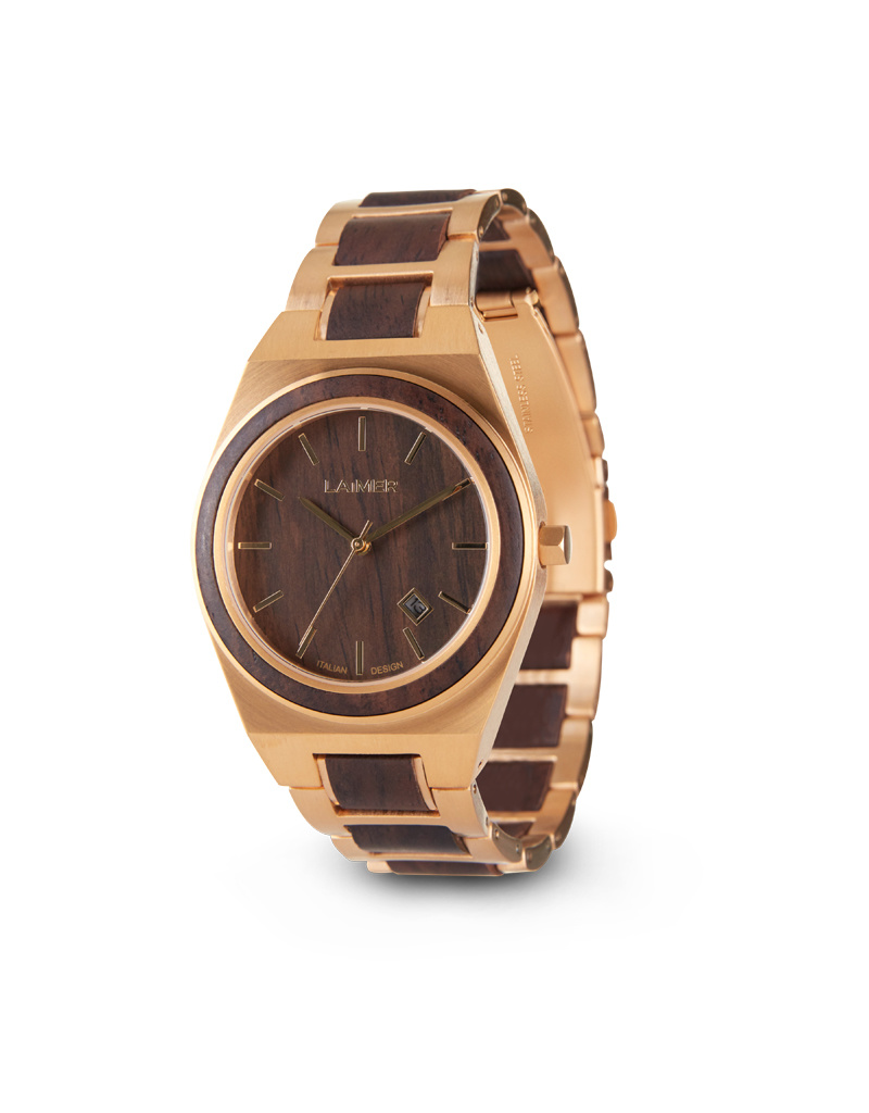 Laimer Holzuhr Colin Leadholz Gold