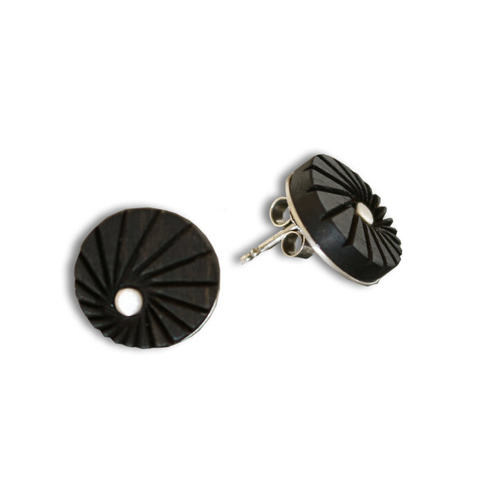 Lorena Ohrstecker Ebenholz, Silber 925 satiniert