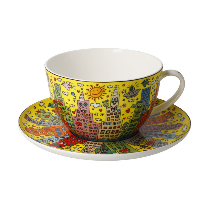 Goebel Porzellanmanufaktur Milchkaffeetasse mit Unterteller | My New York City Sunset I James Rizzi