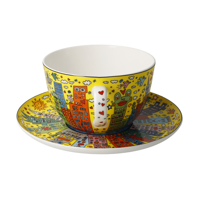 Goebel Porzellanmanufaktur Milchkaffeetasse mit Unterteller | My New York City Sunset I James Rizzi