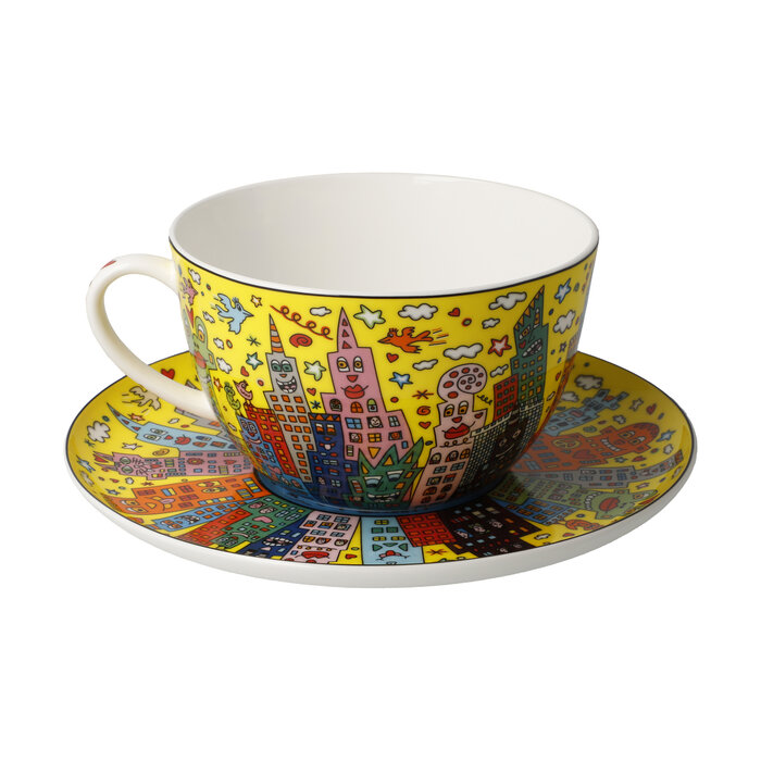 Goebel Porzellanmanufaktur Milchkaffeetasse mit Unterteller | My New York City Sunset I James Rizzi