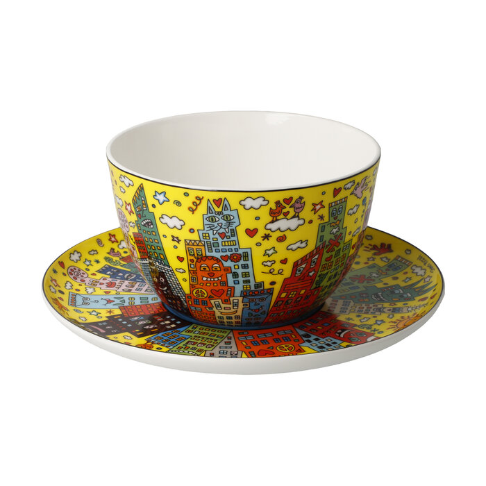 Goebel Porzellanmanufaktur Milchkaffeetasse mit Unterteller | My New York City Sunset I James Rizzi