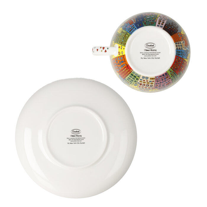 Goebel Porzellanmanufaktur Milchkaffeetasse mit Unterteller | My New York City Sunset I James Rizzi