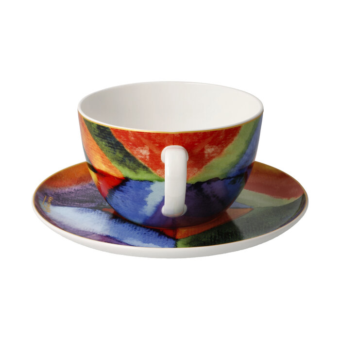 Goebel Porzellanmanufaktur Milchkaffeetasse mit Unterteller | Farbstudie I Kandinsky