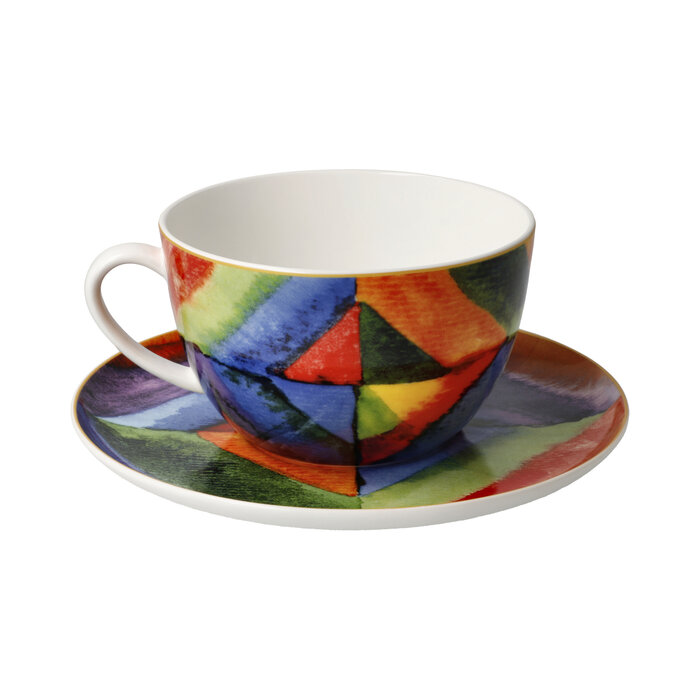 Goebel Porzellanmanufaktur Milchkaffeetasse mit Unterteller | Farbstudie I Kandinsky