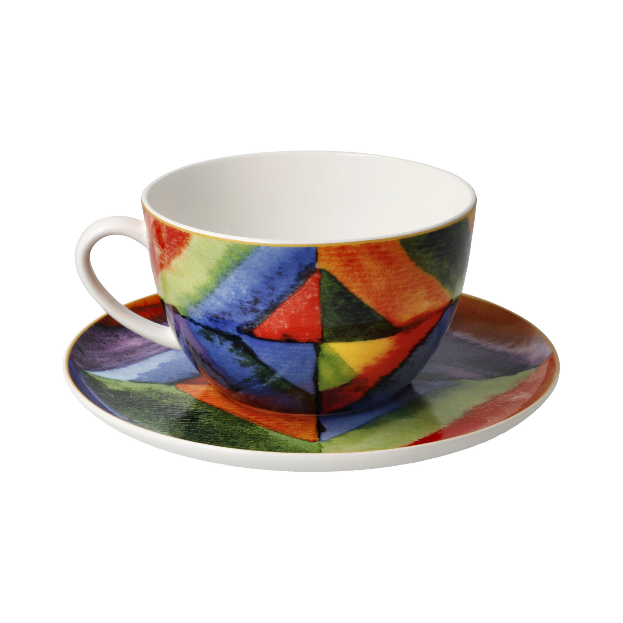 Goebel Porzellan Milchkaffeetasse mit Unterteller | Farbstudie I Kandinsky