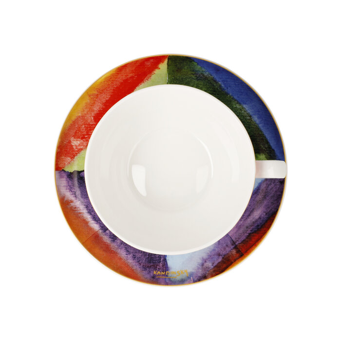 Goebel Porzellanmanufaktur Milchkaffeetasse mit Unterteller | Farbstudie I Kandinsky