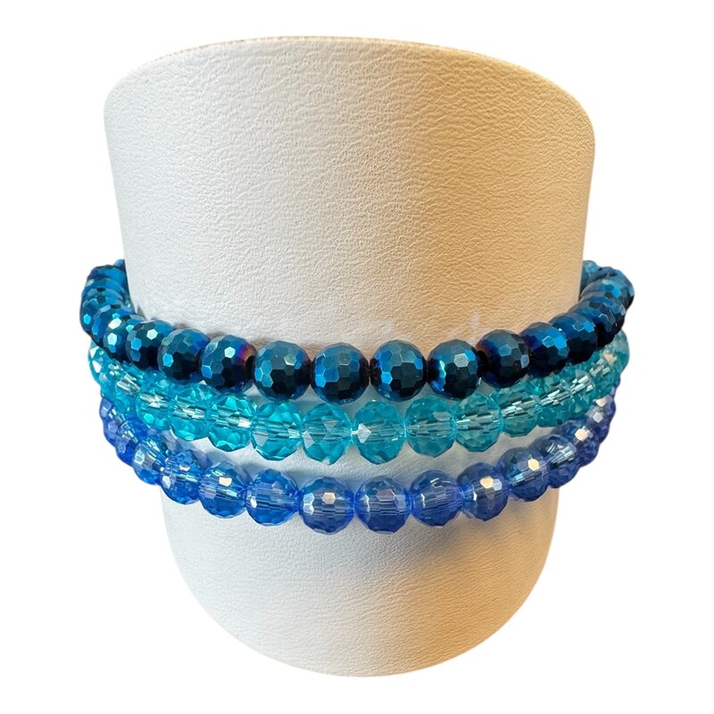 LIZAS LIZAS Armband-Set – Blau-Töne, 3-teilig, 4 mm geschliffen