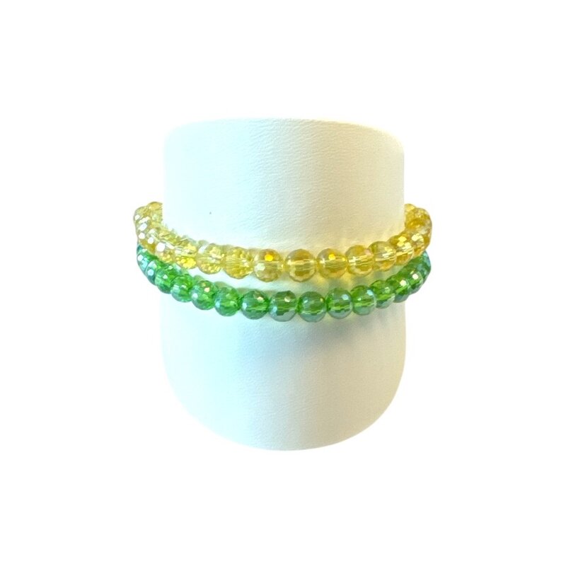 LIZAS LIZAS Armband-Set 4 mm – Glasperlen in Grün & Gelb (2-teilig)