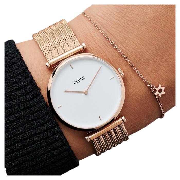 Cluse Minimalistische Eleganz CLUSE Triomphe CG0108208001 – Geschenkset Uhr & Schmuckarmband