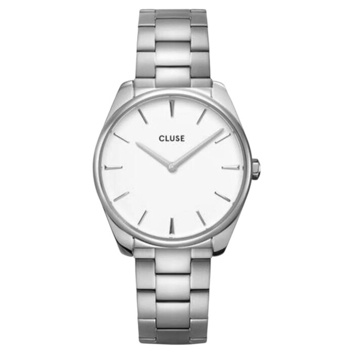 Cluse Minimalistische Eleganz Cluse Féroce – Edelstahl Damenuhr Weiß