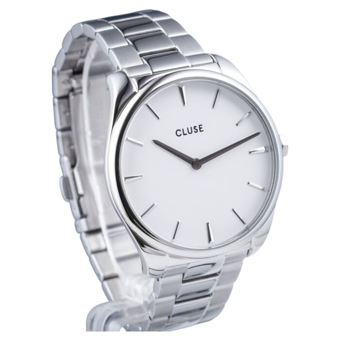 Cluse Minimalistische Eleganz Cluse Féroce – Edelstahl Damenuhr Weiß