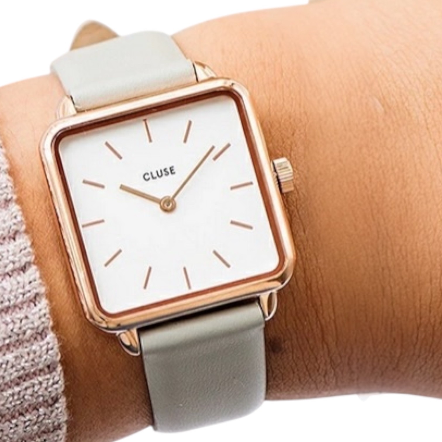 Cluse Minimalistische Eleganz Cluse Uhr – Tétragone Roségold & Grau