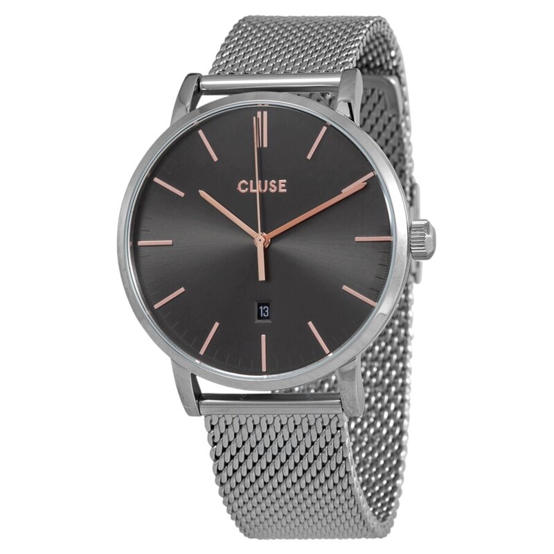 Cluse Minimalistische Eleganz Cluse Herrenarmbanduhr Aravis – Grau | Edelstahl | 40 mm