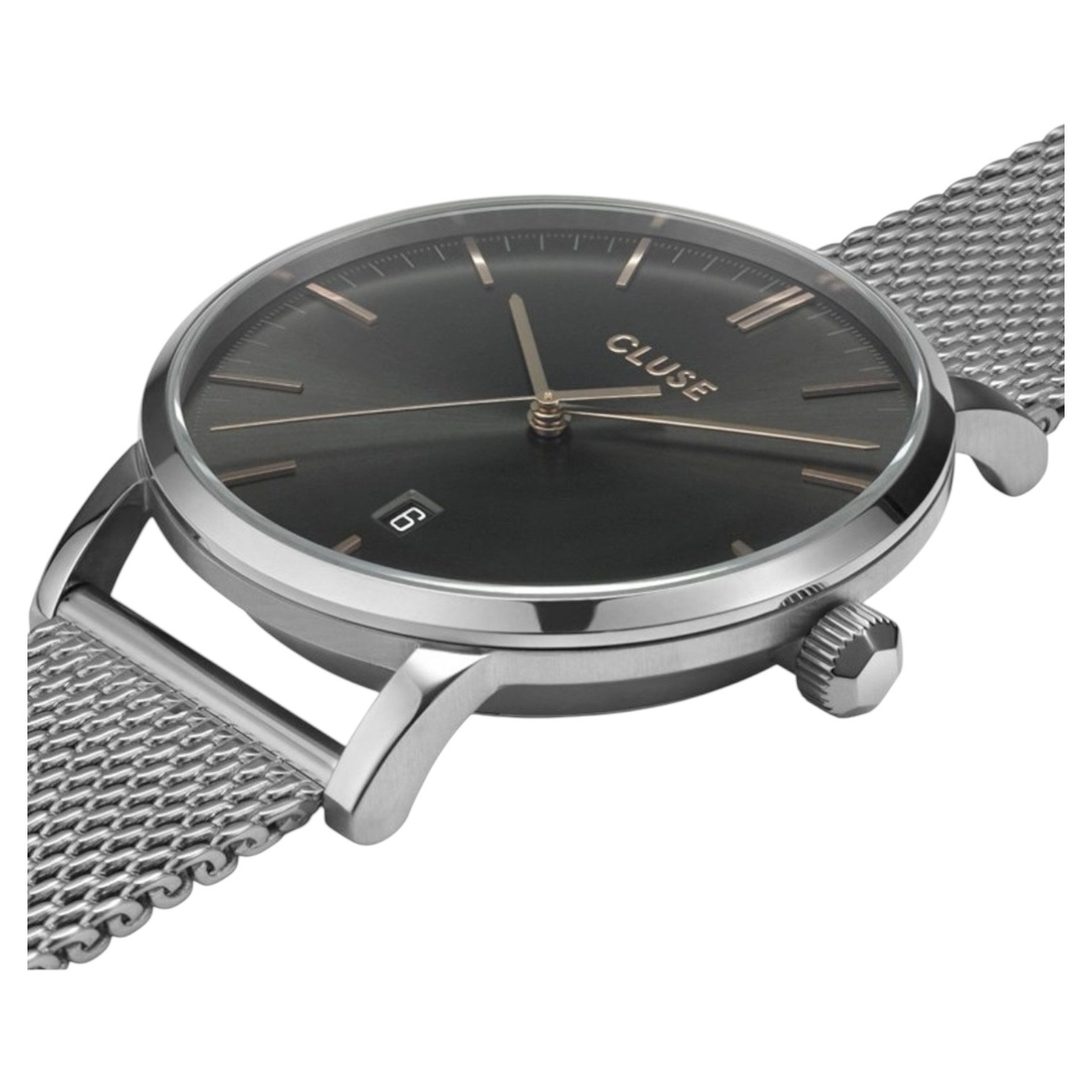 Cluse Minimalistische Eleganz Cluse Herrenarmbanduhr Aravis – Grau | Edelstahl | 40 mm