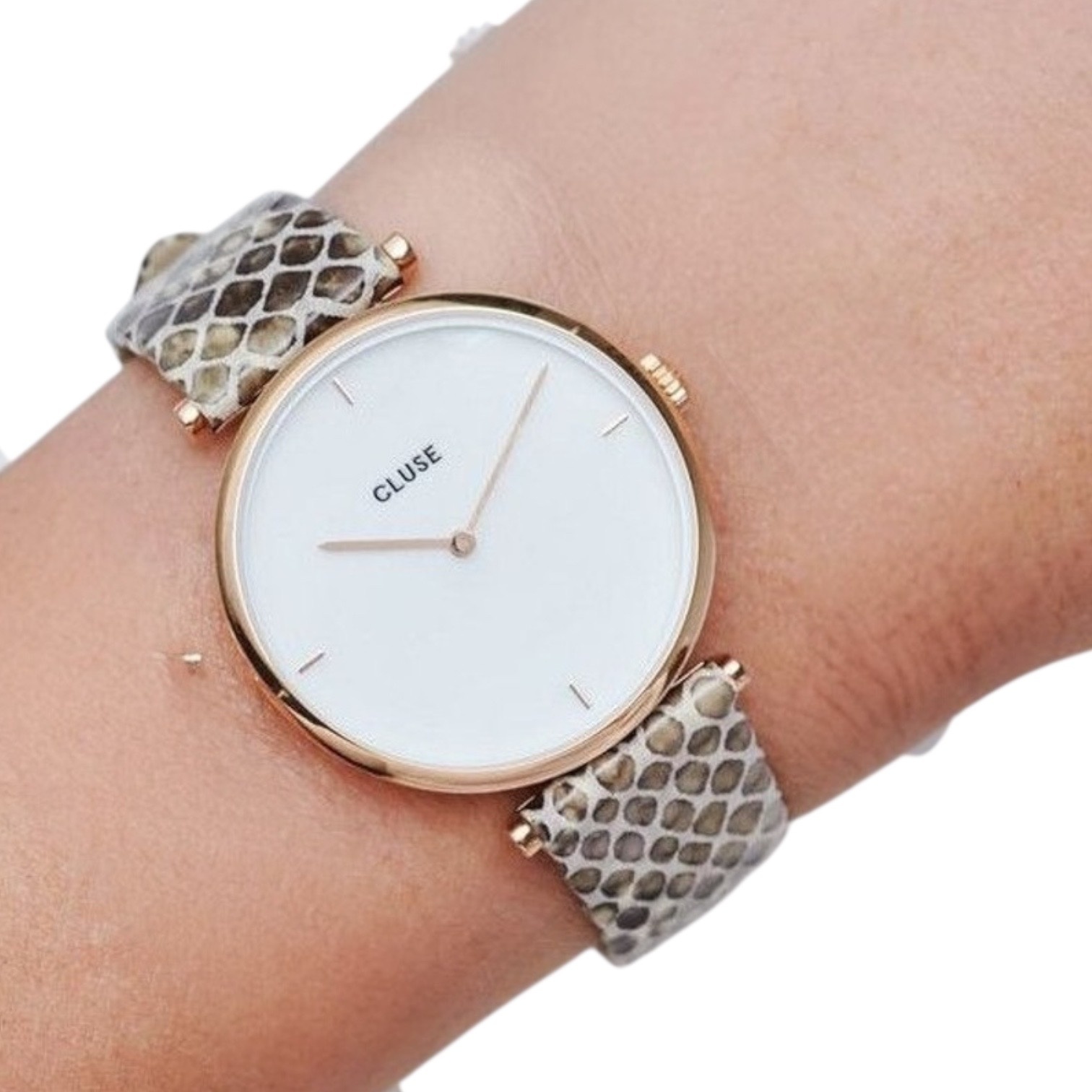 Cluse Minimalistische Eleganz CLUSE Triomphe CW0101208007 – Damenuhr Roségold mit Lederarmband