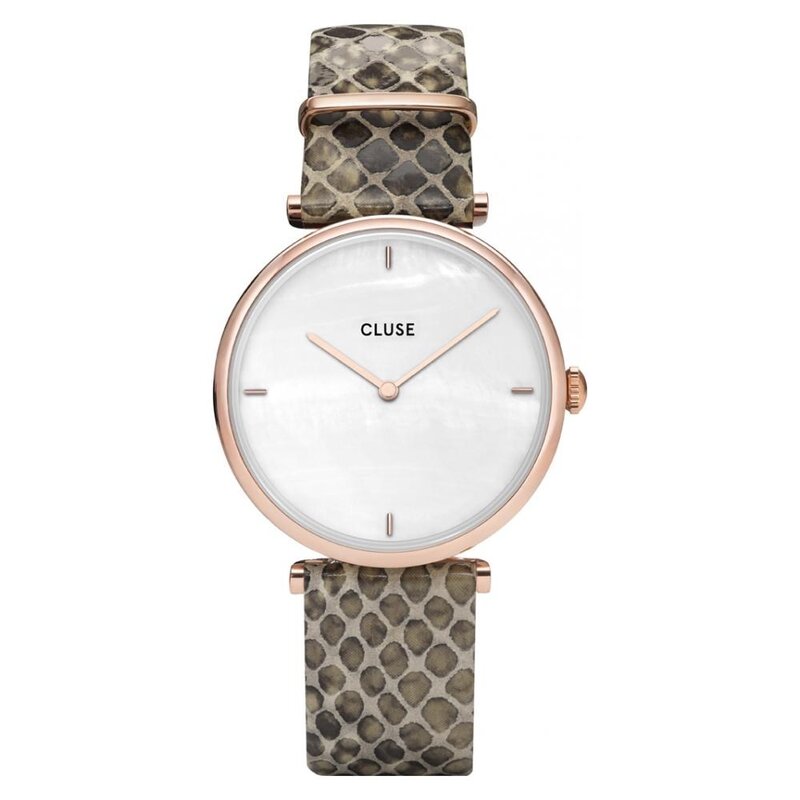 Cluse Minimalistische Eleganz Cluse Damenuhr mit Python-Lederarmband