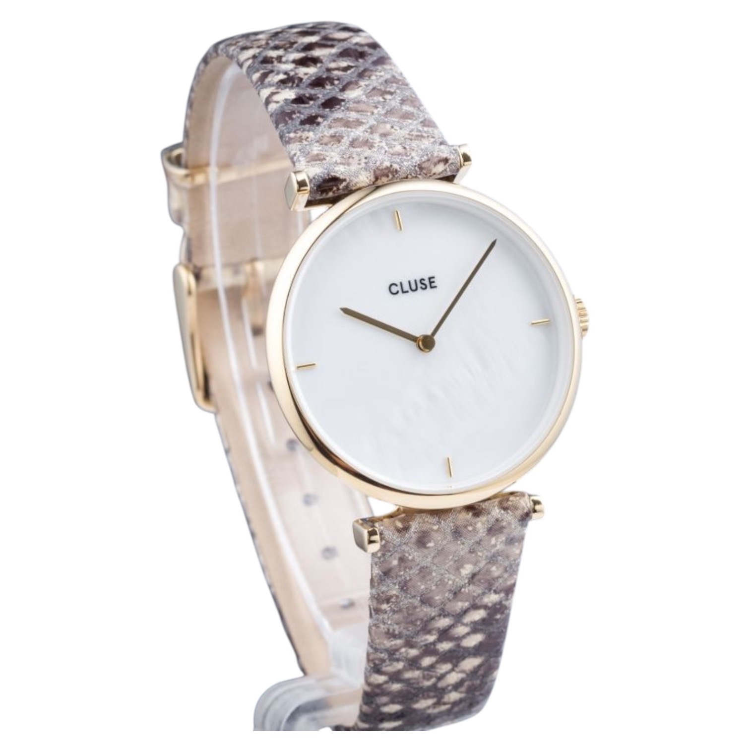 Cluse Minimalistische Eleganz CLUSE Damenuhr Python-Lederarmband