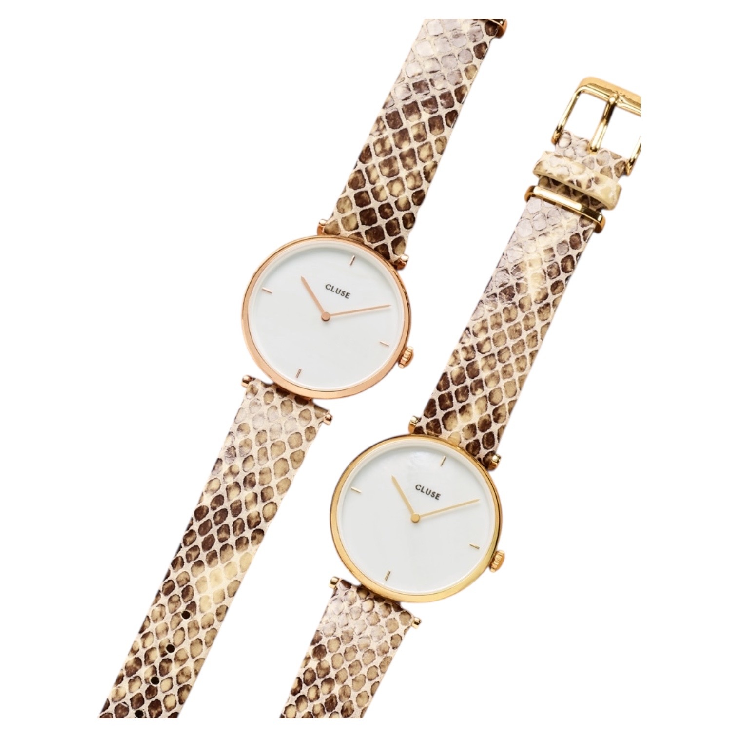 Cluse Minimalistische Eleganz CLUSE Damenuhr Python-Lederarmband