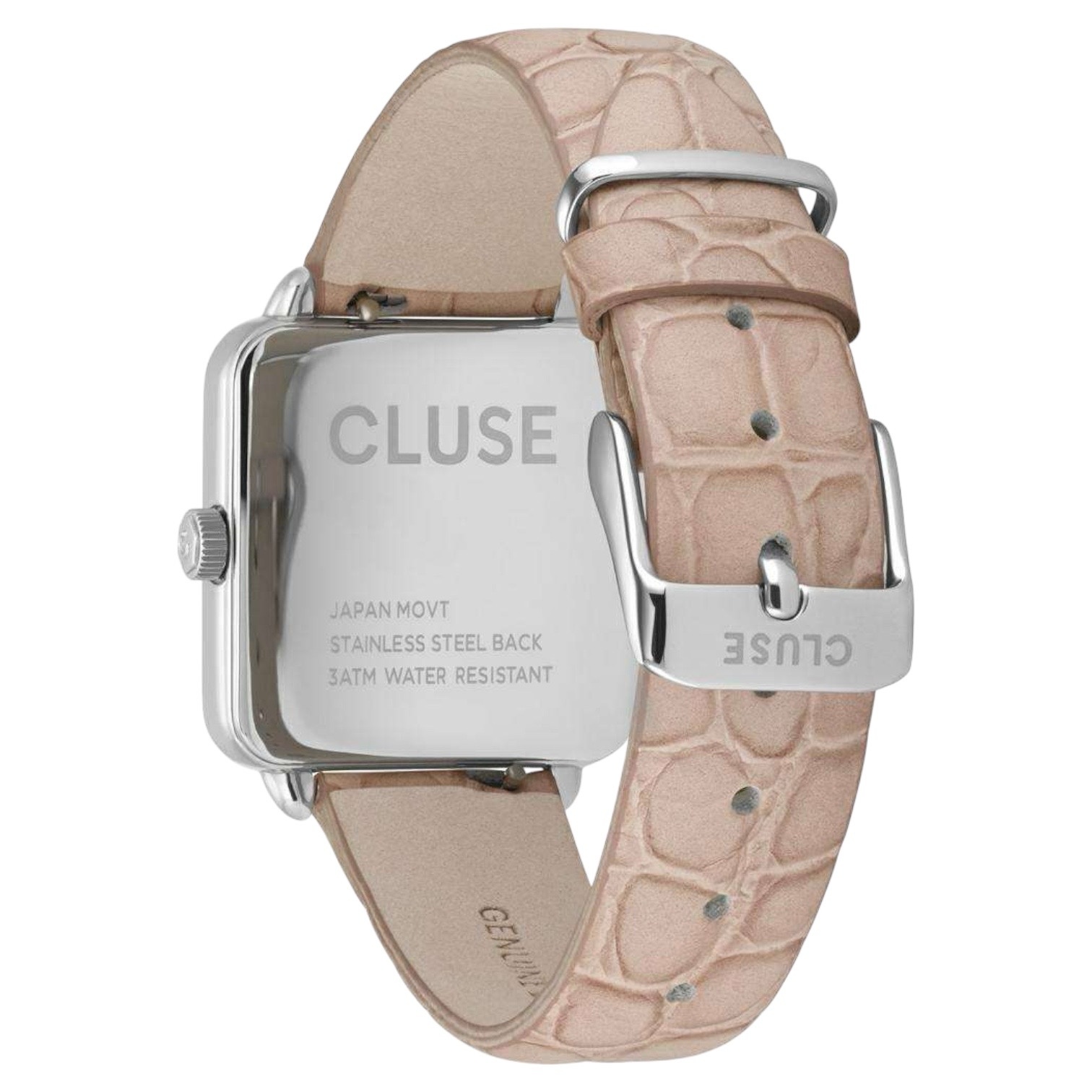 Cluse Minimalistische Eleganz CLUSE La Tétragone CL60019 – eckige Damenuhr Silber-Rosé