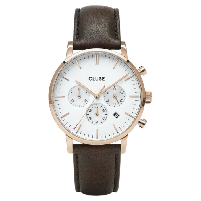 Cluse Minimalistische Eleganz CLUSE Aravis CW0101502002 – Herrenuhr Chronograph Roségold