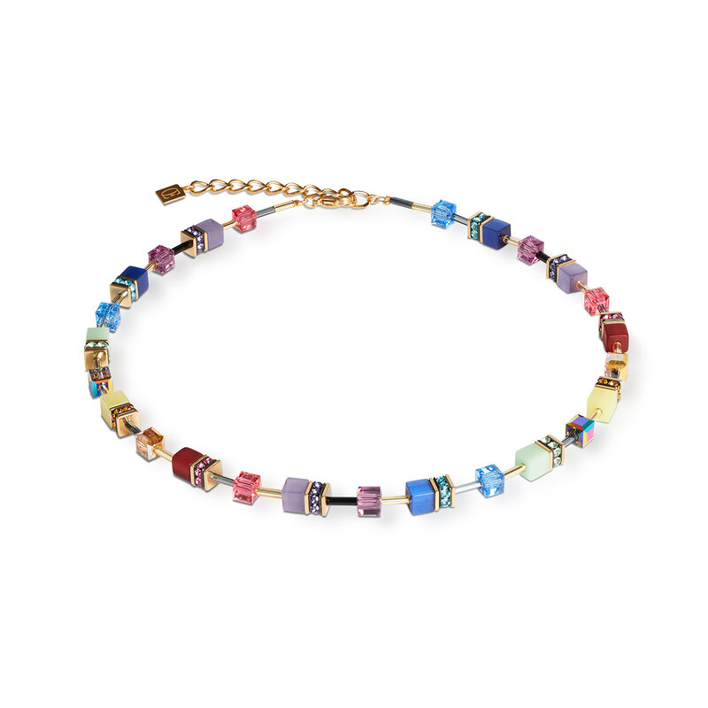 COEUR DE LION GeoCUBE® Iconic Halskette Festive Gold-Multicolor
