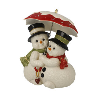Goebel Porzellanmanufaktur Schneemann-Paar mit Schirm
