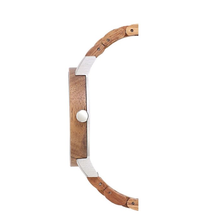 LAimer Unisex-Holzuhr aus Teakholz mit echtem Granit-Zifferblatt
