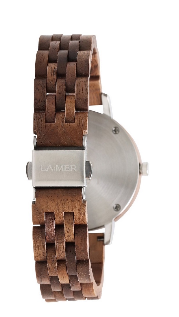 LAimer Elegante Damenuhr aus Walnussholz und Swarovski-Akzenten