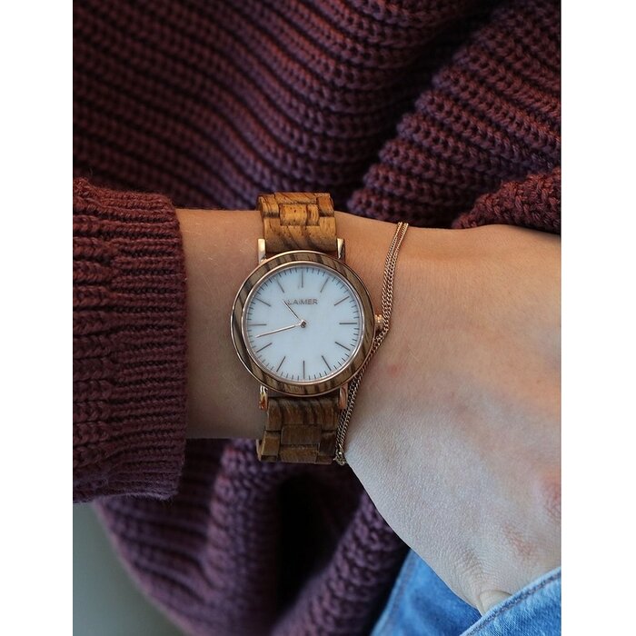 LAimer Laimer Damenuhr LEONA 0072 – Zebranoholz & Marmor