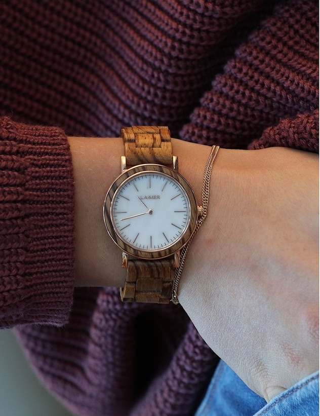LAimer Laimer Damenuhr LEONA 0072 – Zebranoholz & Marmor