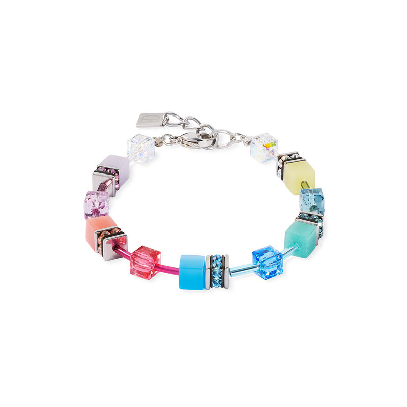COEUR DE LION GeoCUBE® Iconic Armband Magic silber – Multicolor Kristallarmband von Coeur de Lion
