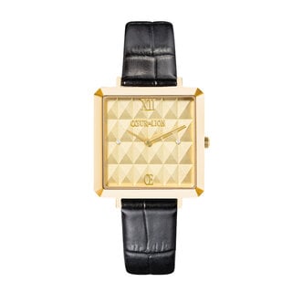 COEUR DE LION Coeur de Lion Uhr Gold Schwarz Leder