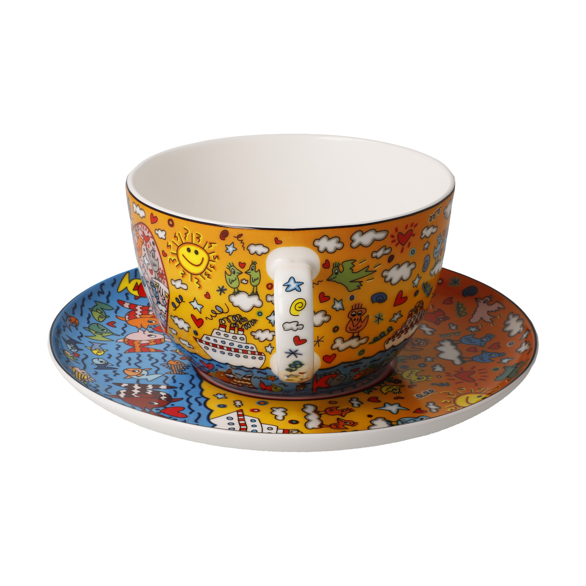Goebel Porzellan Milchkaffeetasse mit Unterteller I James Rizzi I The Romance of the Sea