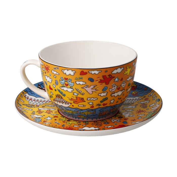 Goebel Porzellan Milchkaffeetasse mit Unterteller I James Rizzi I The Romance of the Sea