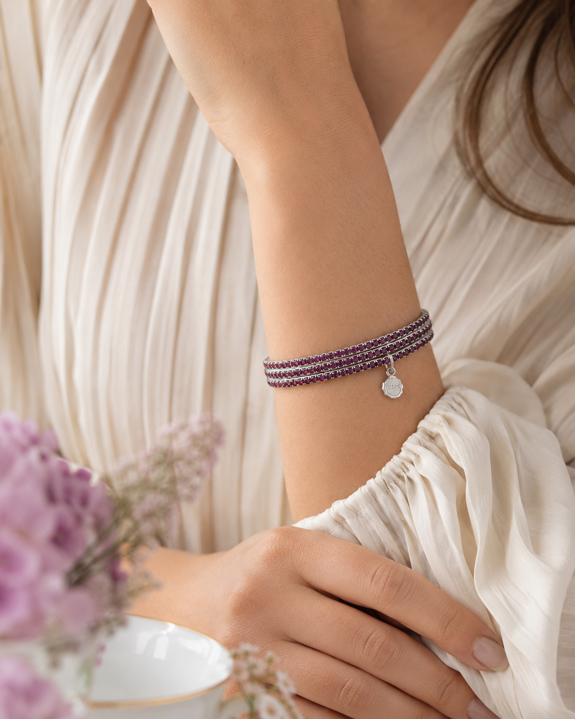 LIZAS LIZAS Armband Hanson Violet – mehrreihiges Glasperlen-Armband