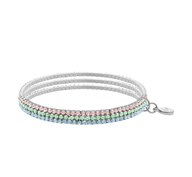 LIZAS LIZAS Armband „Hanson“ Pastell – mehrreihiges Stretch-Armband mit funkelnden Glassteinen